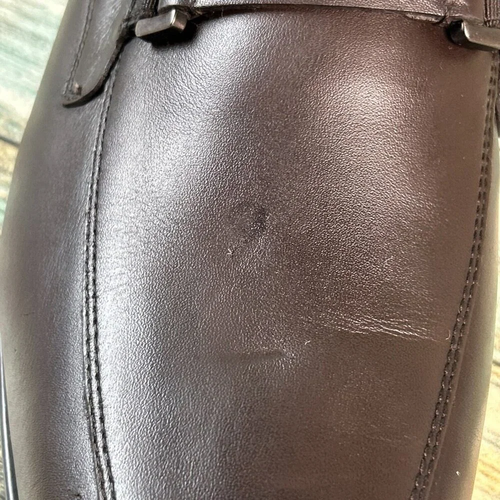 GEOX Mens Waterproof Leather Loafers Size 12/45 Wide Fit Dark Brown Dress Shoes